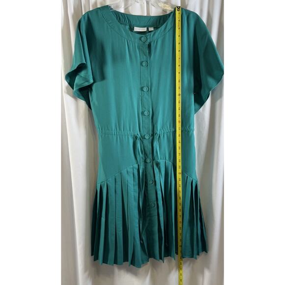 New York & Co Pleated Short Sleeves Dress,Green, Sz: M, 64-40 - Picture 5 of 16